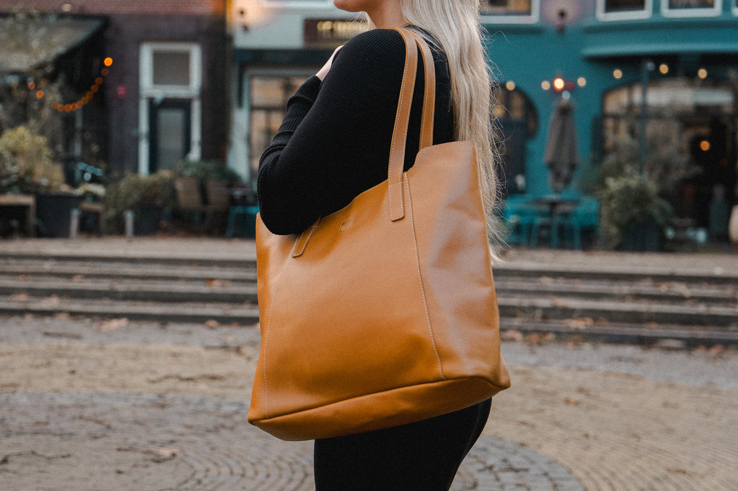 Leather Handbag 'Zembil' - Camel