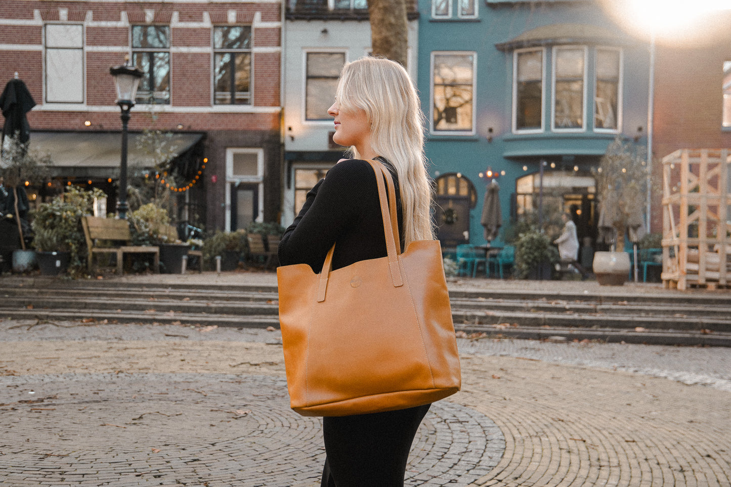Leather Handbag 'Zembil' - Camel
