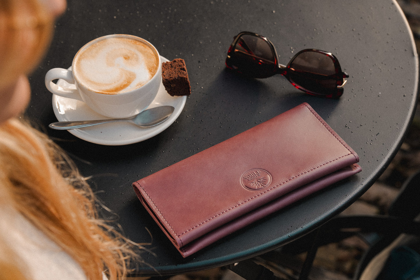 Leather Wallet 'Nia' - Dark Cherry