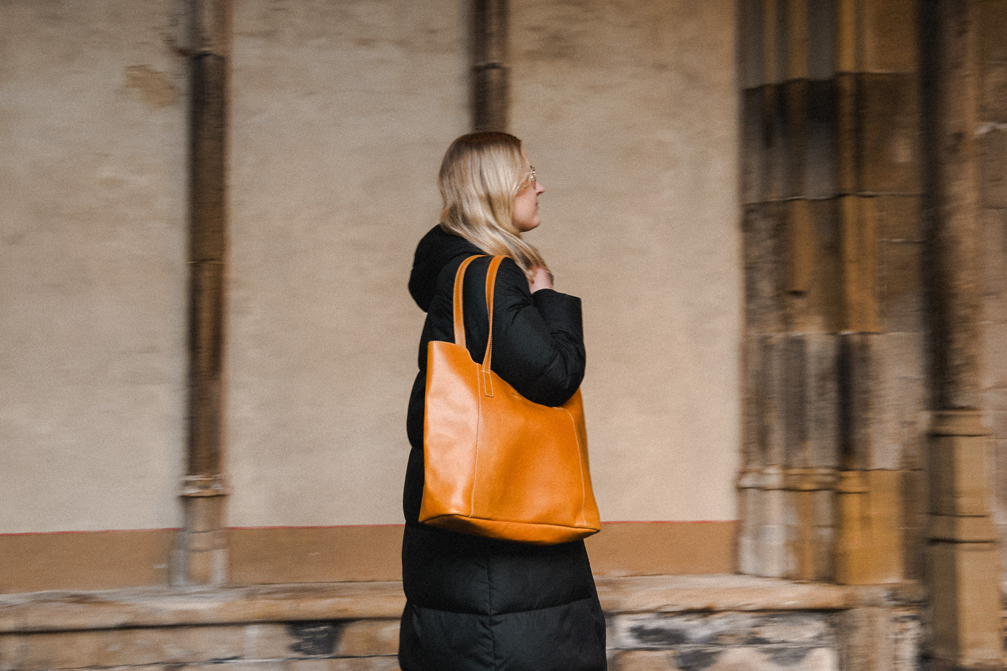 Leather Handbag 'Zembil' - Camel