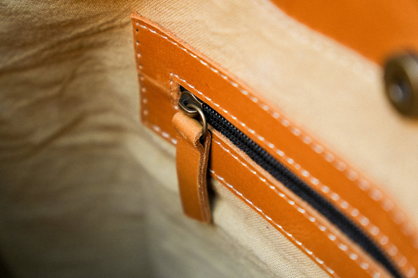 Leather Handbag 'Zembil' - Camel