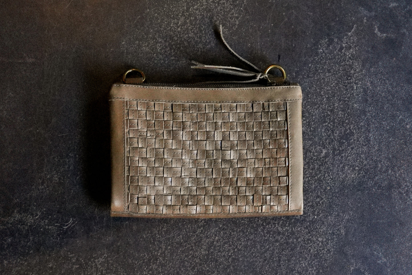 Leather Cross-Body Bag 'Selam Up-Cycled' - Olive Green