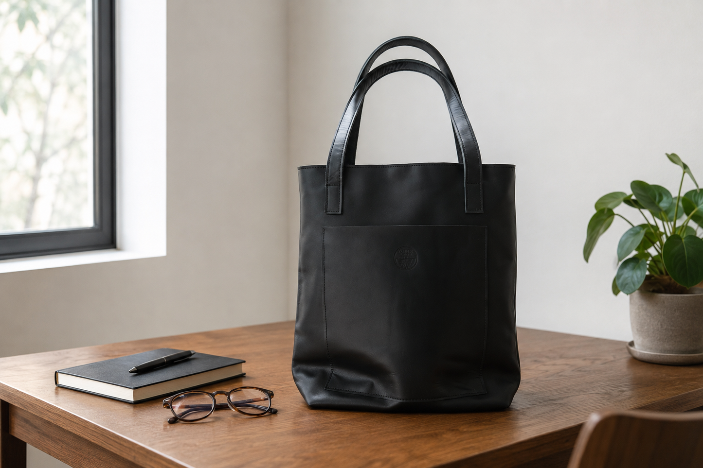 Leather Handbag Mekina black | brown