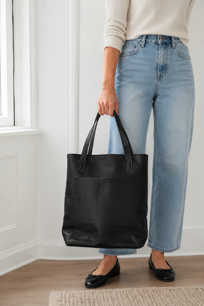 Leather Handbag Mekina black | brown