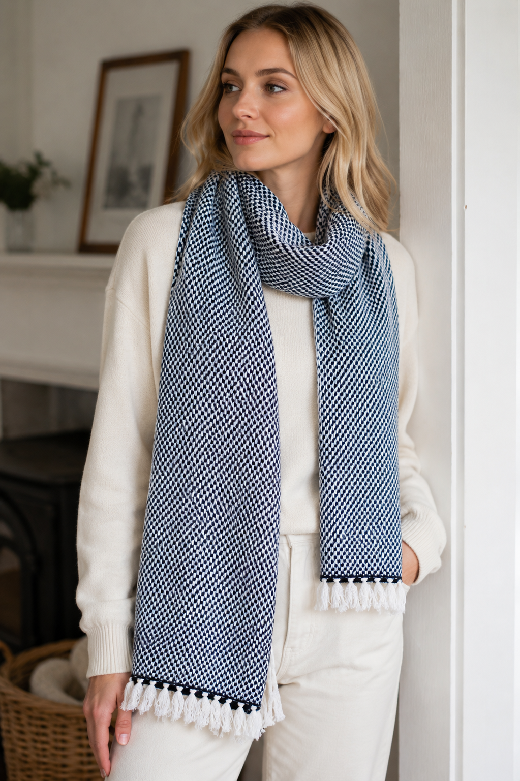 Katoenen Sjaal Maya zwart | bruin | roze | beige