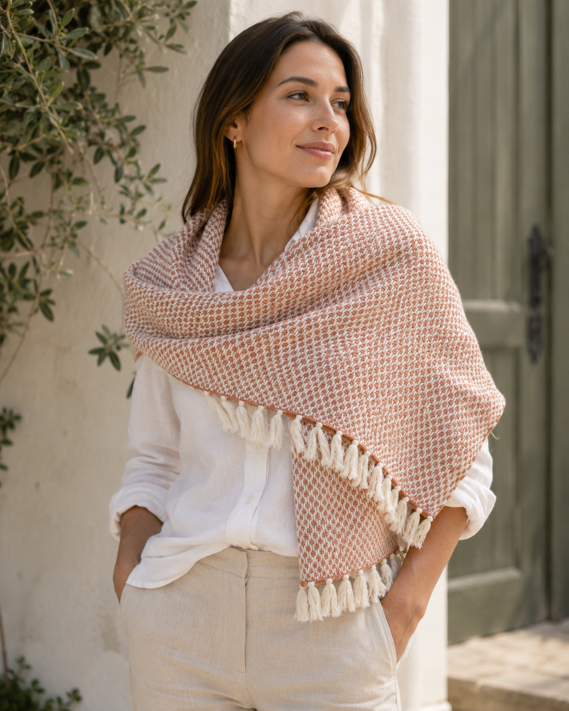 Katoenen Sjaal Maya zwart | bruin | roze | beige