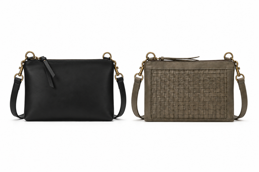 Leather Cross-Body Bag 'Selam Up-Cycled' - Olive Green