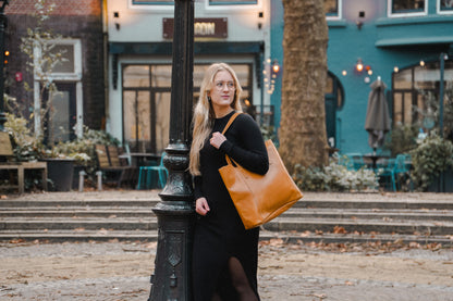 Leather Handbag 'Zembil' - Camel