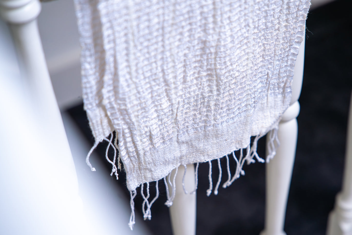 Zijden Sjaal Queen Saba crème | blauw | groen