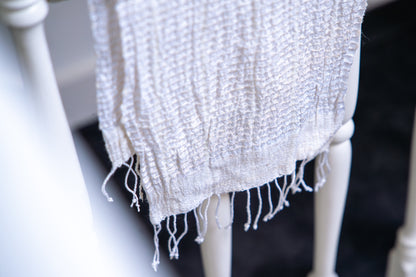 Zijden Sjaal Queen Saba crème | blauw | groen