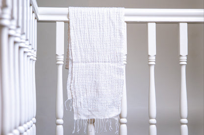 Zijden Sjaal Queen Saba crème | blauw | groen