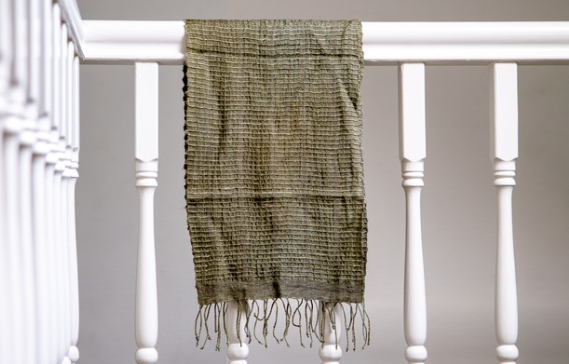 Zijden Sjaal Queen Saba crème | blauw | groen