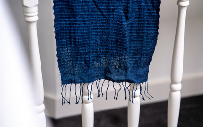 Zijden Sjaal Queen Saba crème | blauw | groen